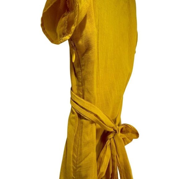 J Crew women’s gold short sleeve v-neck top with back tie size 6. #34-0860 - Picture 5 of 6